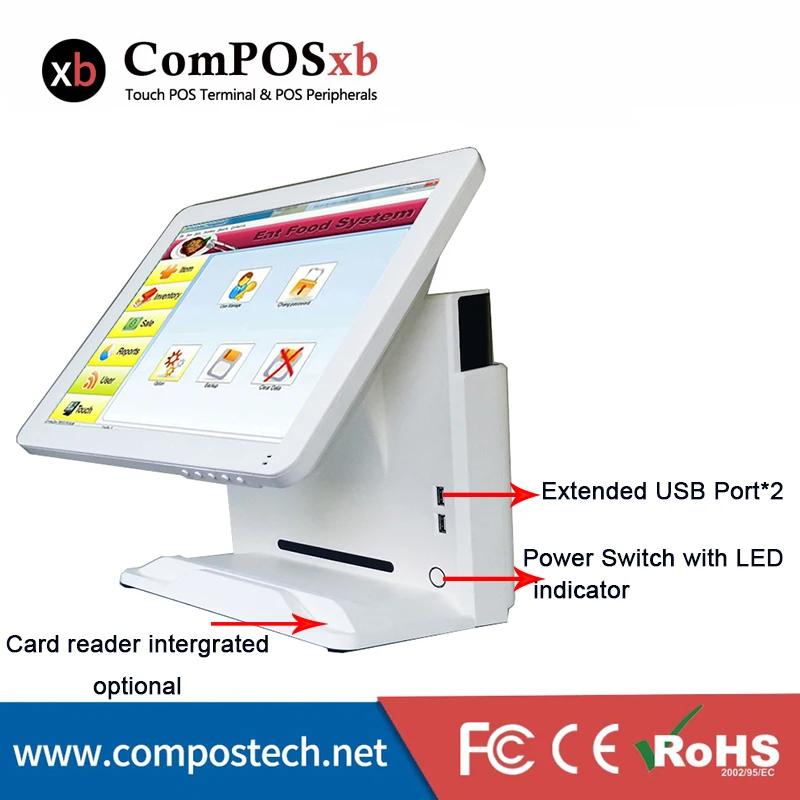 POS termianl 15-дюймовый резистивный сенсорный экран системы с MSR для удобства хранения