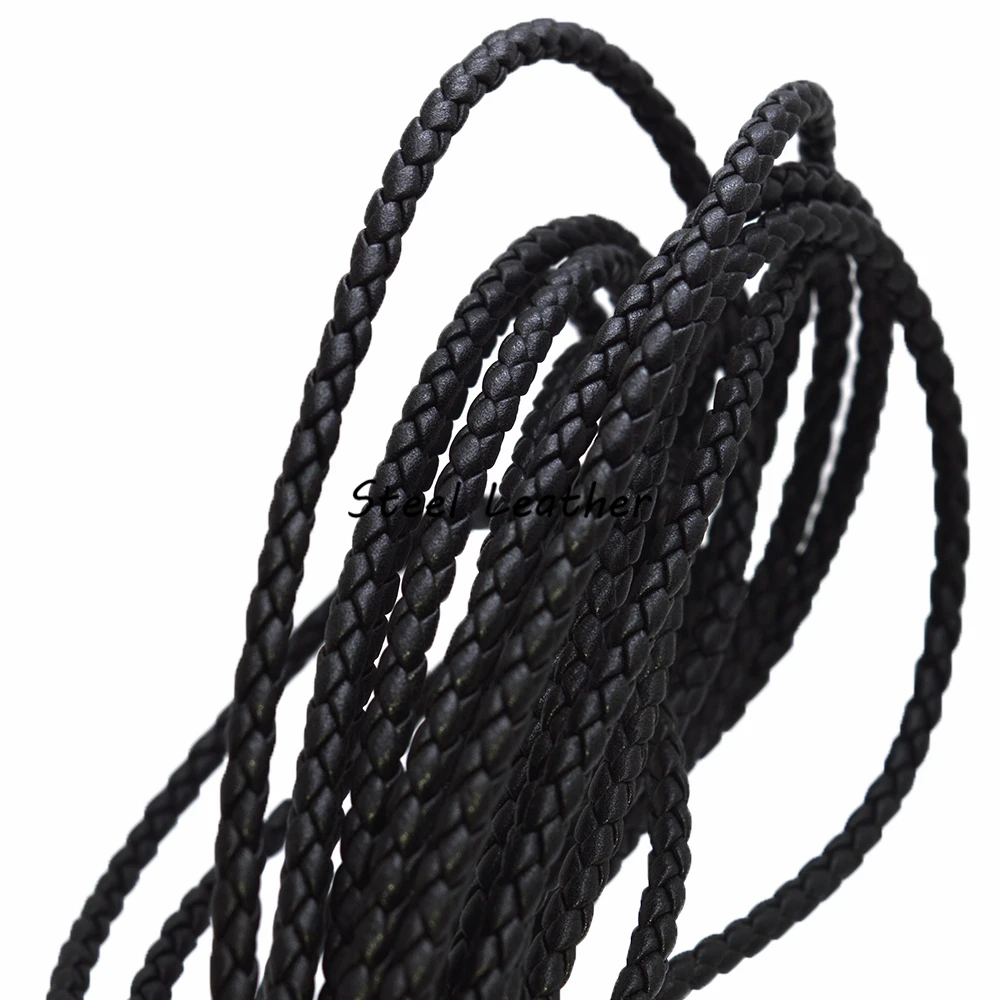 5 м/лот Приблизительно 4 мм черный круглый плетеный кожаный шнур женские серьги