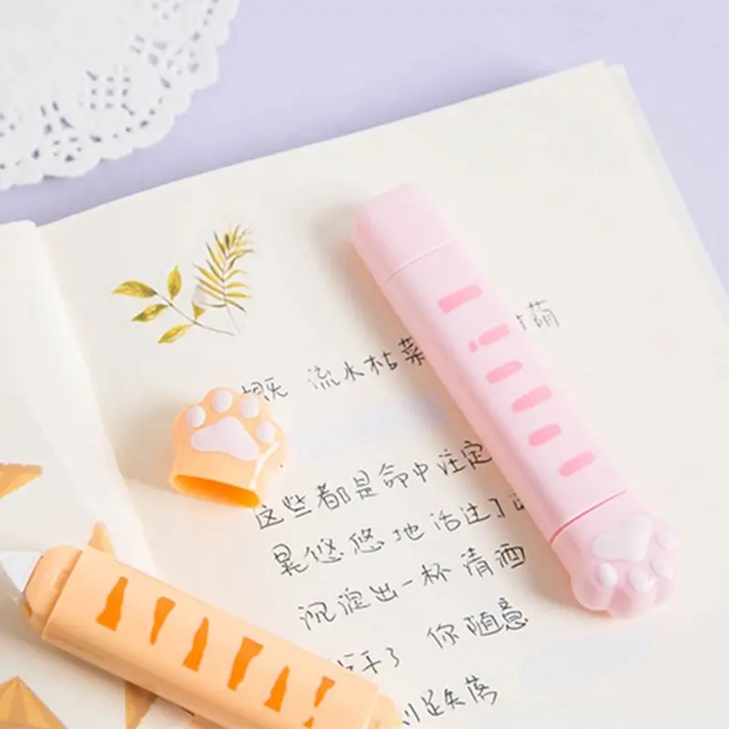 

W3JD Cute Cat Paw Roller Glue Correction Tape Stationery Corrector Student Altered Tapes School Office Supplies