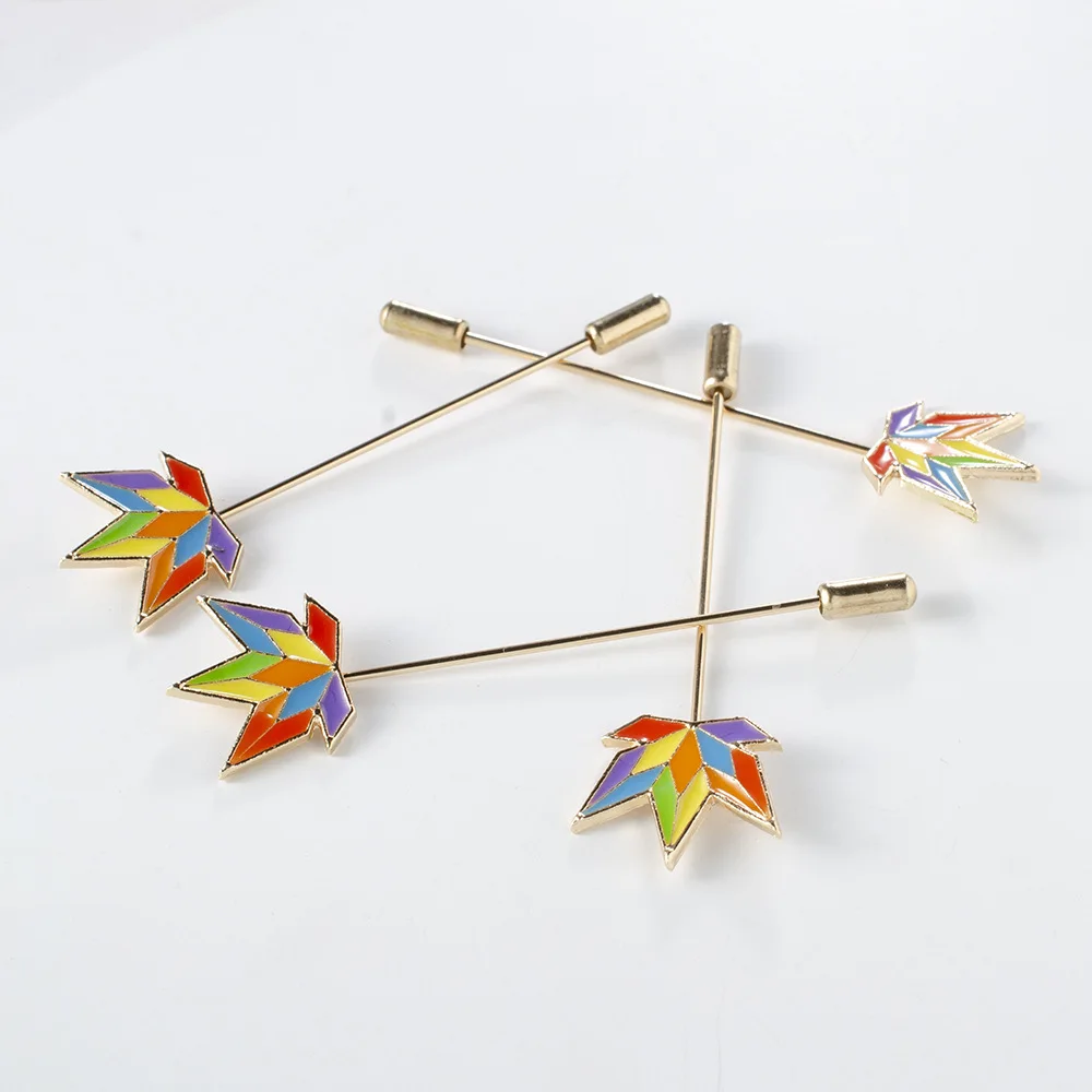 Брошь в форме кленовых листьев ABC025 ЛГБТ дизайн радужная брошь Металлическая