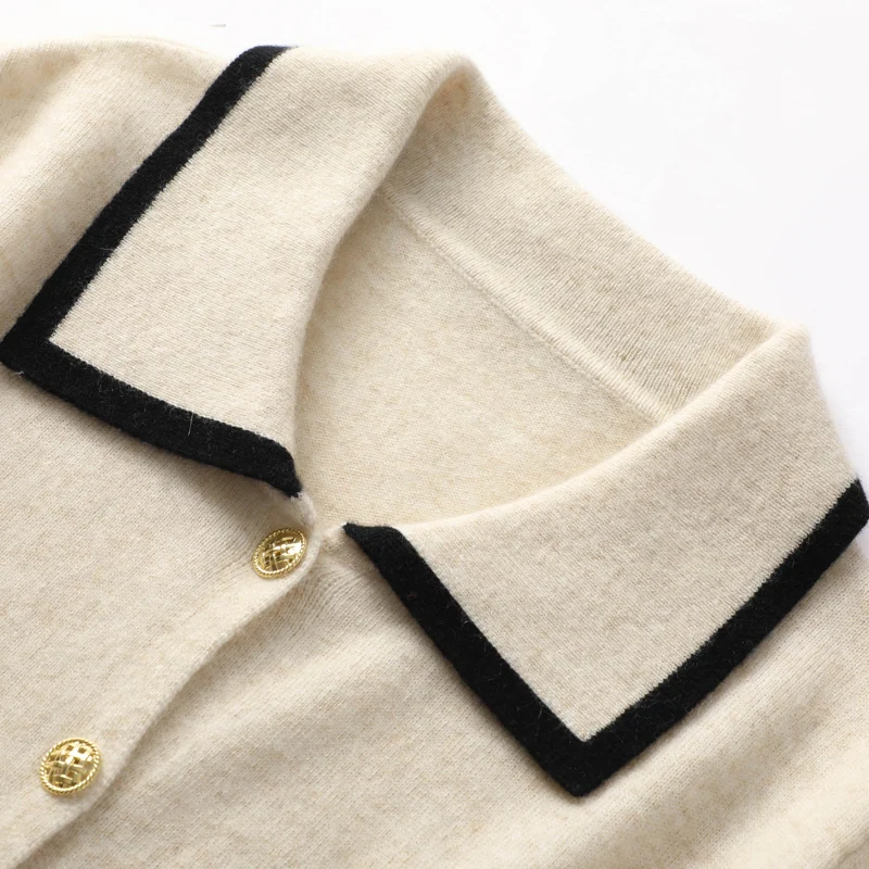 Кардиган женский из чистой шерсти Свободный вязаный свитер с отложным