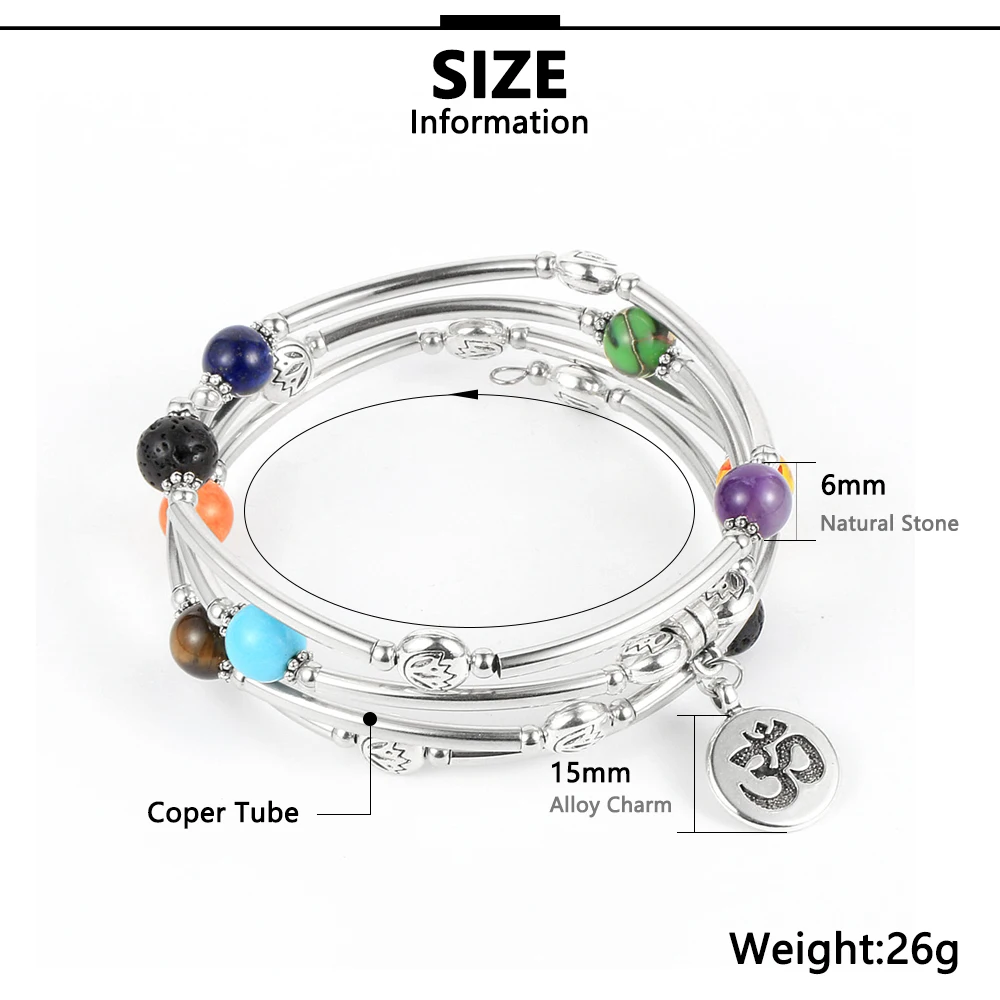 Женский и мужской браслет из натурального камня 8 мм 7 чакр медные бусины для йоги