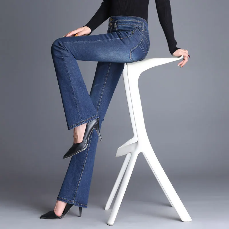 

Plus Large Size With High Waist Jeans For Women Skinny Slim Stretch Flare Pants Denim Jeans Woman Trosuers Female Jeans Femme