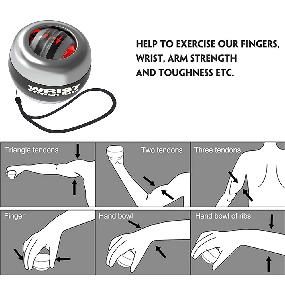 Autostart силовой мяч для запястья Гироскопический ручной предплечье Strengthering