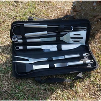 steel bbq tools set stainless steel spatula fork tongs knife brush skewers barbecue grilling utensil camping outdoor tool set