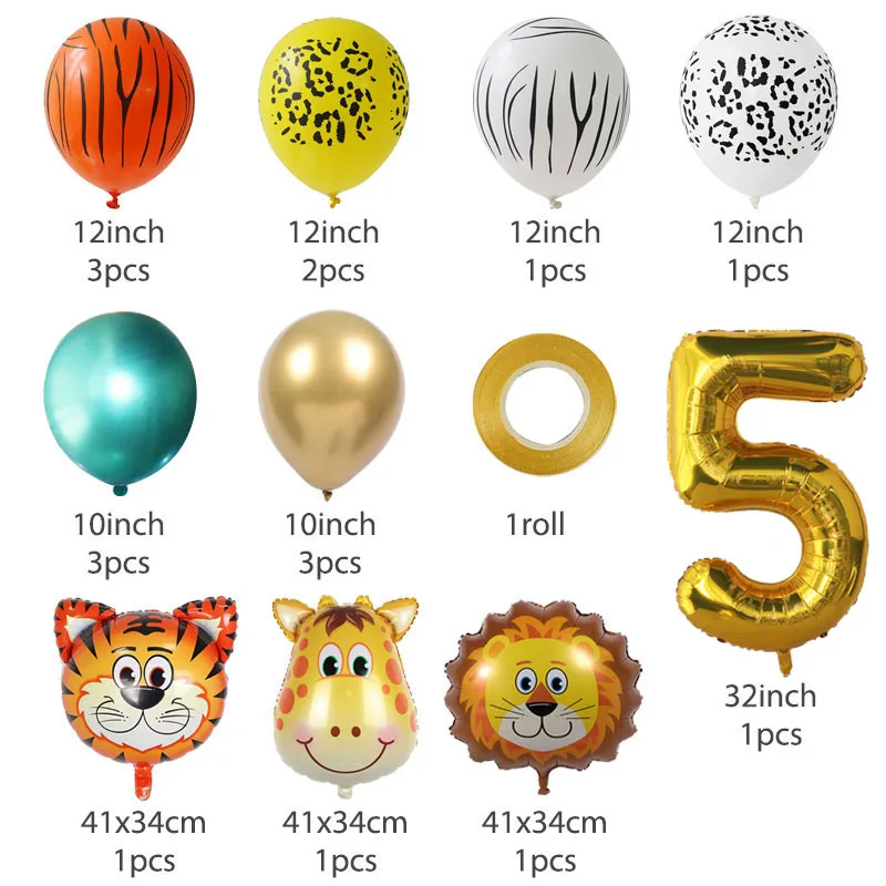 

18pcs/set animal balloons boy birthday party decorations kids number balloon baby shower boy ballon baloon 1st birthday supplies