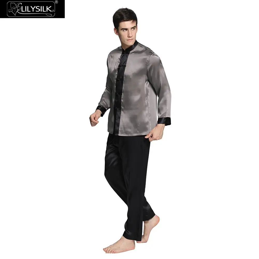 LilySilk набор шелковых пижам для мужчин ночная рубашка из чистого шелка с длинными