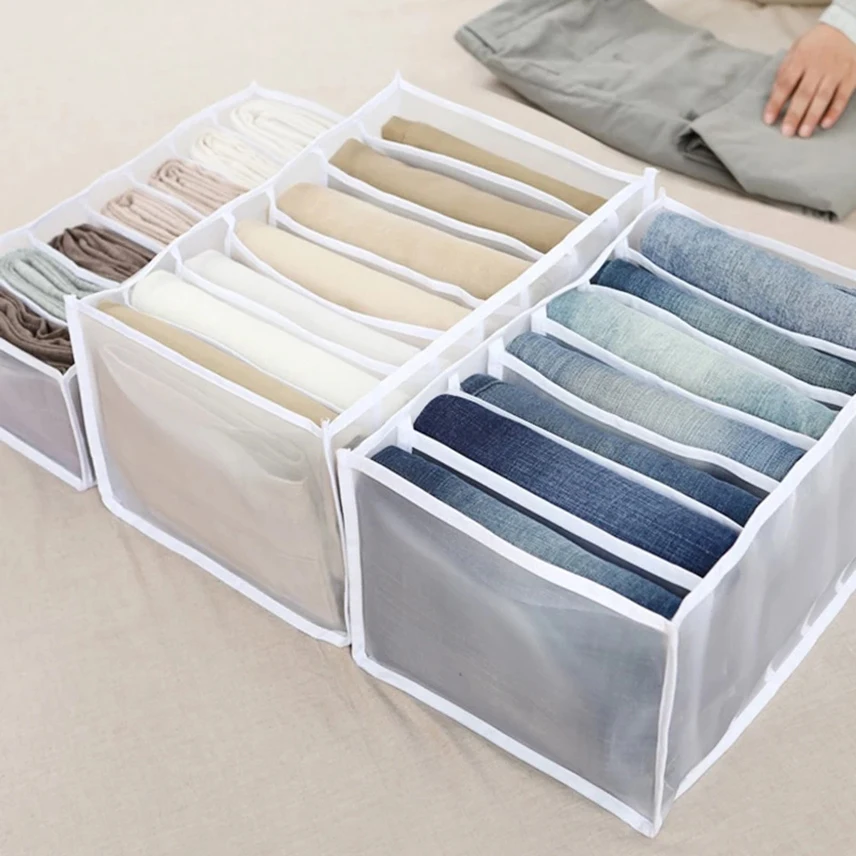 

6 Grids Clothes Organizer Jeans Underwear Box Mesh Drawer Separator Closet Foldable Wardrobe Bedroom Organizer for Socks