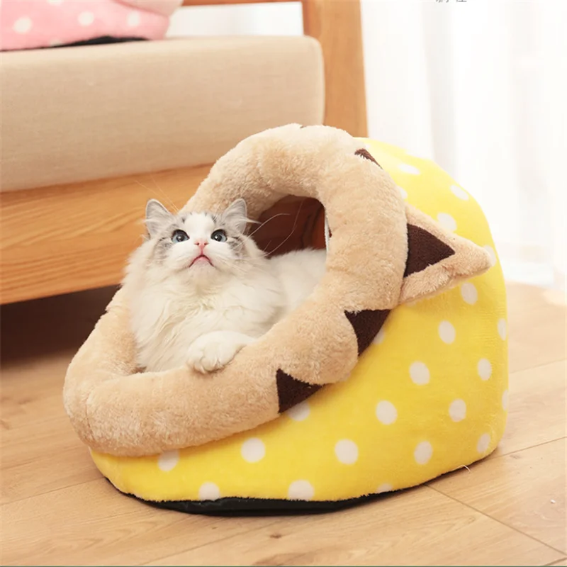 Кошачья кровать плюшевая для домашних животных домик мягкая кошки коврик Конура