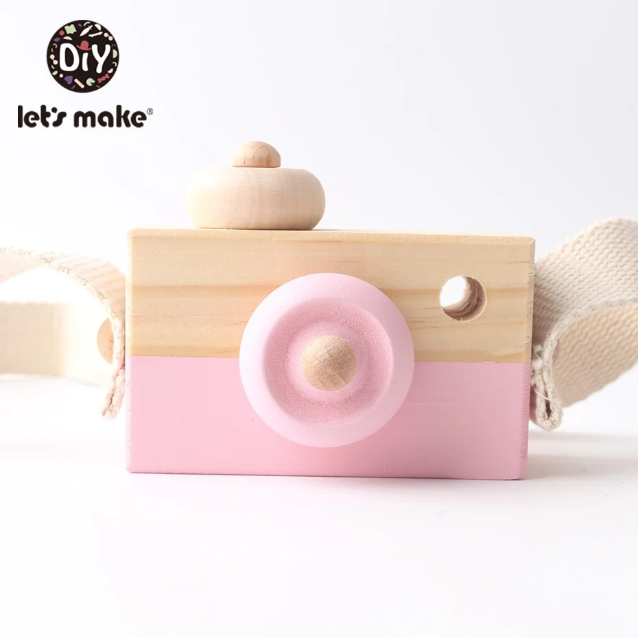 Let'S Make 1Pc Wooden Baby Toys Fashion Camera Wood Pendants Montessori Toys For Kids Wooden Diy Present Nursing Gift Baby Block - Цвет: 4