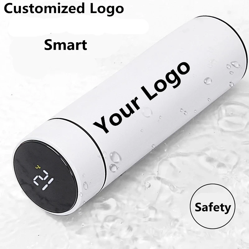 

Vacuum Water Bottle Smart Display Temperature 500ML Safety 304 Stainless Steel Coffee Thermose Men Business Gift Customized Logo