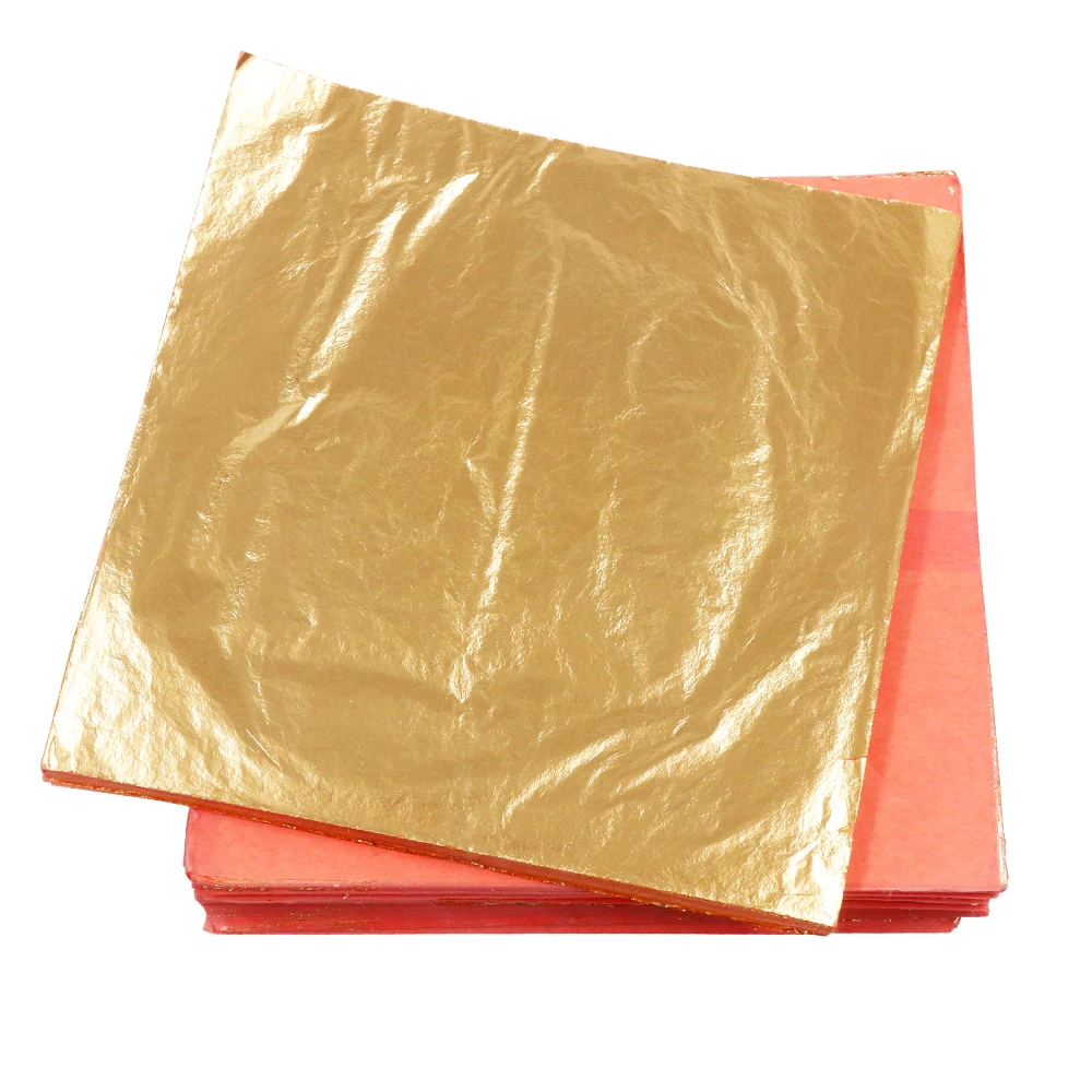 Имитация золотого листа бумага итальянская Золотая фольга листы позолота 14x14 см