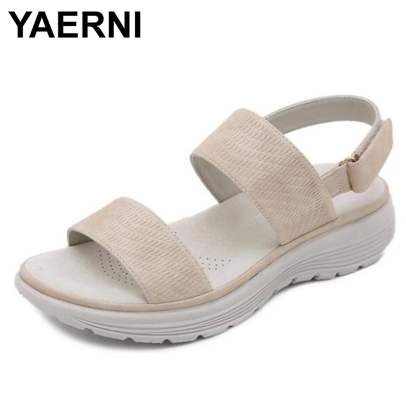 

Сандалии YAERNI женские с открытым носком, пляжные босоножки на танкетке, Спортивная Стильная летняя обувь для студентов
