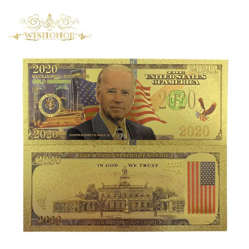 2020 новые американские сбитые банкноты долларов в 24k позолоченные поддельные