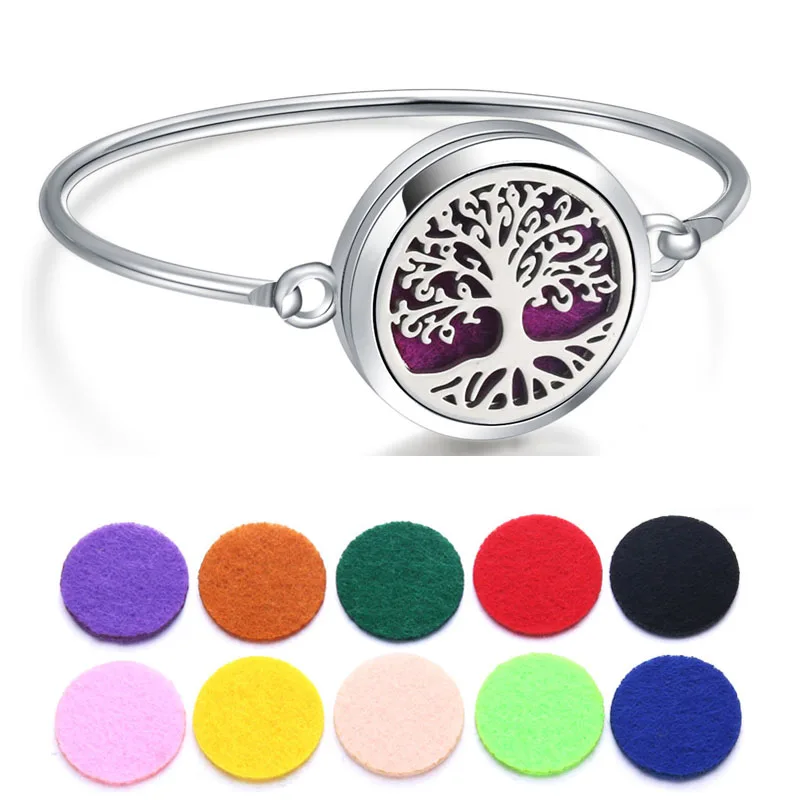 

Perfume Essential Oil Diffuser Locket Bracelet 316L Stainless Steel Bangle Magnetic Randomly Send 1pcs Oil Pads as Gift 010305