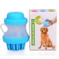 silicone multi function pet dog cat bath massage brush pet dog shampoo shower gel dispenser brush comb bathing cleaning tools