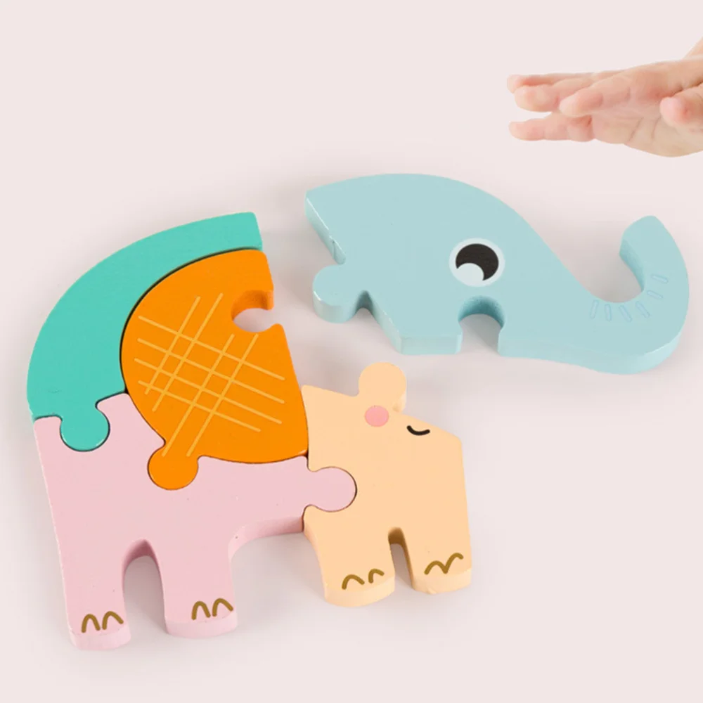 

4PCS Creative 3D Puzzle Cartoon Animal Jigsaw Wooden Educational Toys for Kids Children Playing (Crab, Fish, Owl, Elephant Shape
