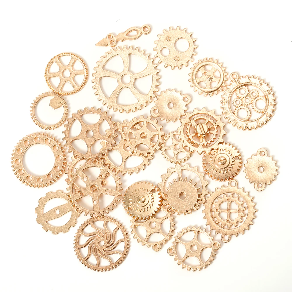 

50g 100g Mixed KC Gold Antique Steampunk Cogs & Gears Charms DIY Pendant Charms Jewelry Making Vintage Bracelets Craft Metal