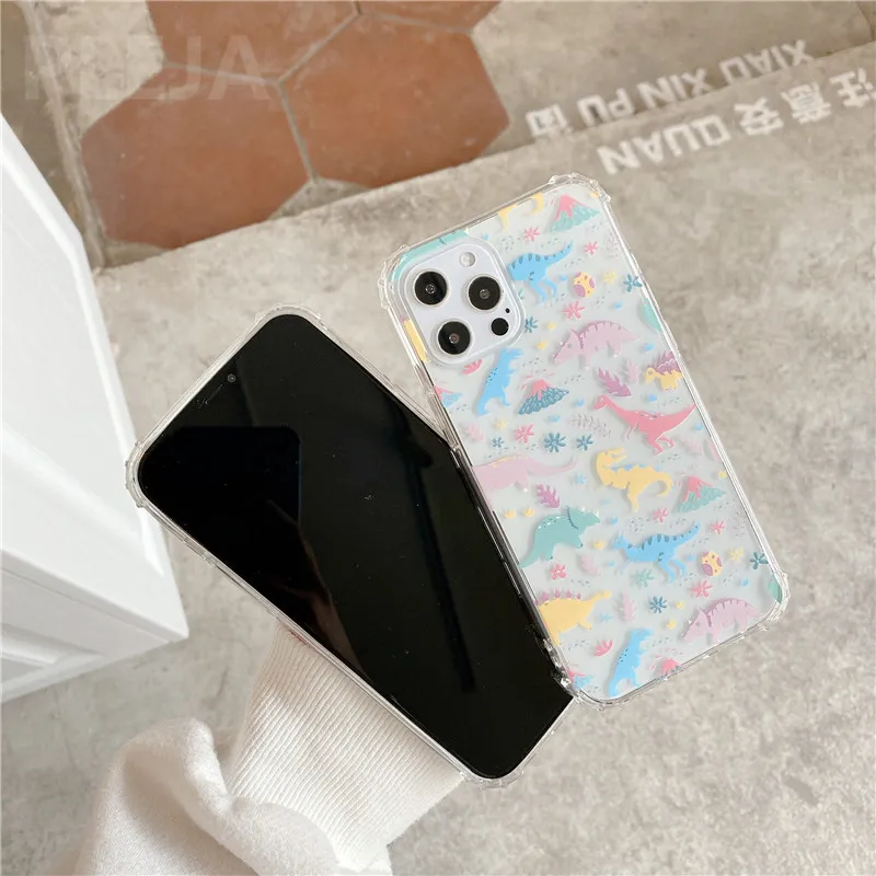 Чехол с милыми динозаврами для телефона Huawei P40 P30 P20 Lite Mate 30 Pro 20 P smart Nova 5t прозрачные