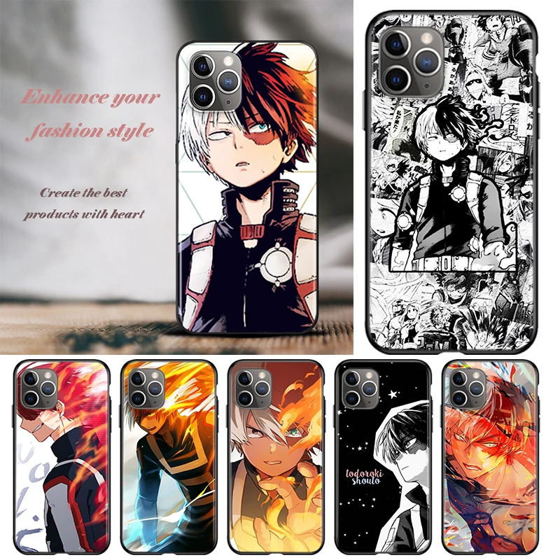 

For Apple iPhone 13 12 11 SE XS XR X 7 8 6 5 S mini Plus Pro MAX 2020 Phone Case Todoroki Shoto Soft Black Cover