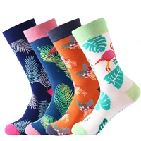 fashion socks womens mens funny fancy cotton high trend happy luxury cute with print high trend pattern pair flamingo socks