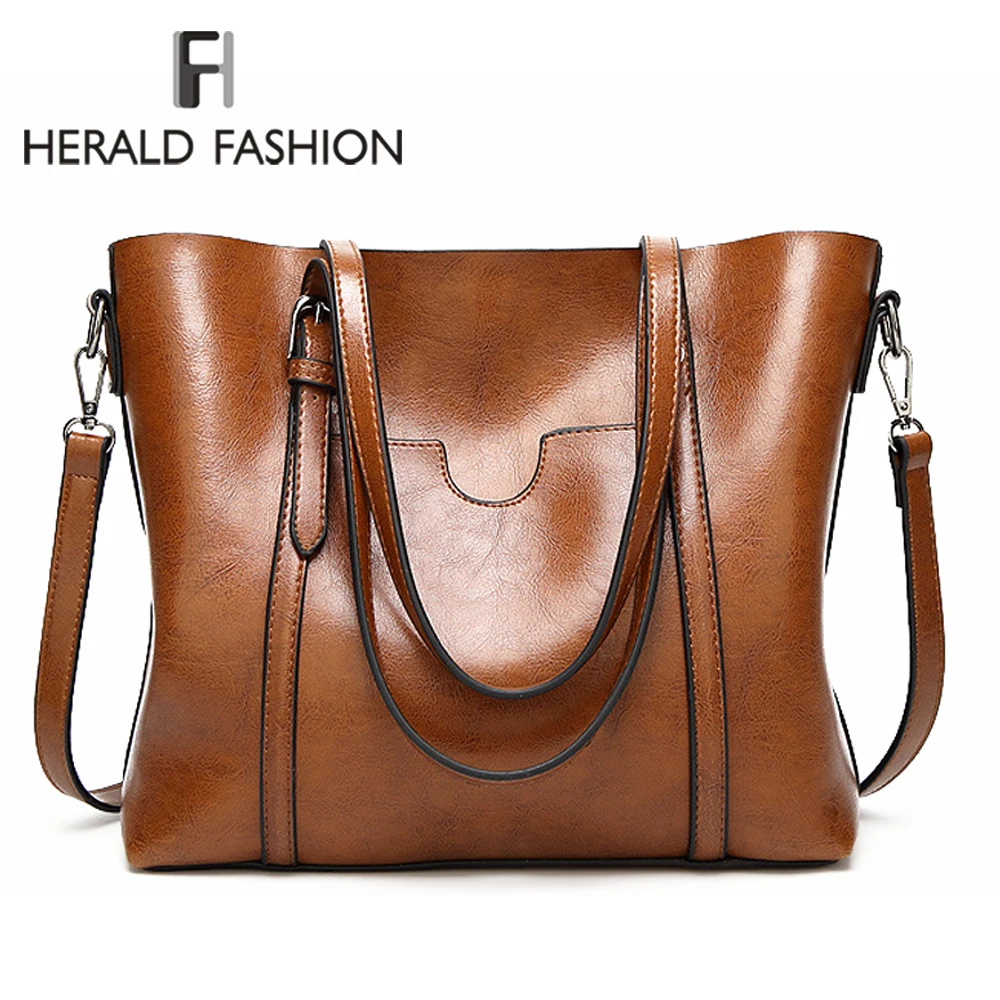 Herald Fashion женские кожаные сумки женская большая Повседневная Сумка-тоут