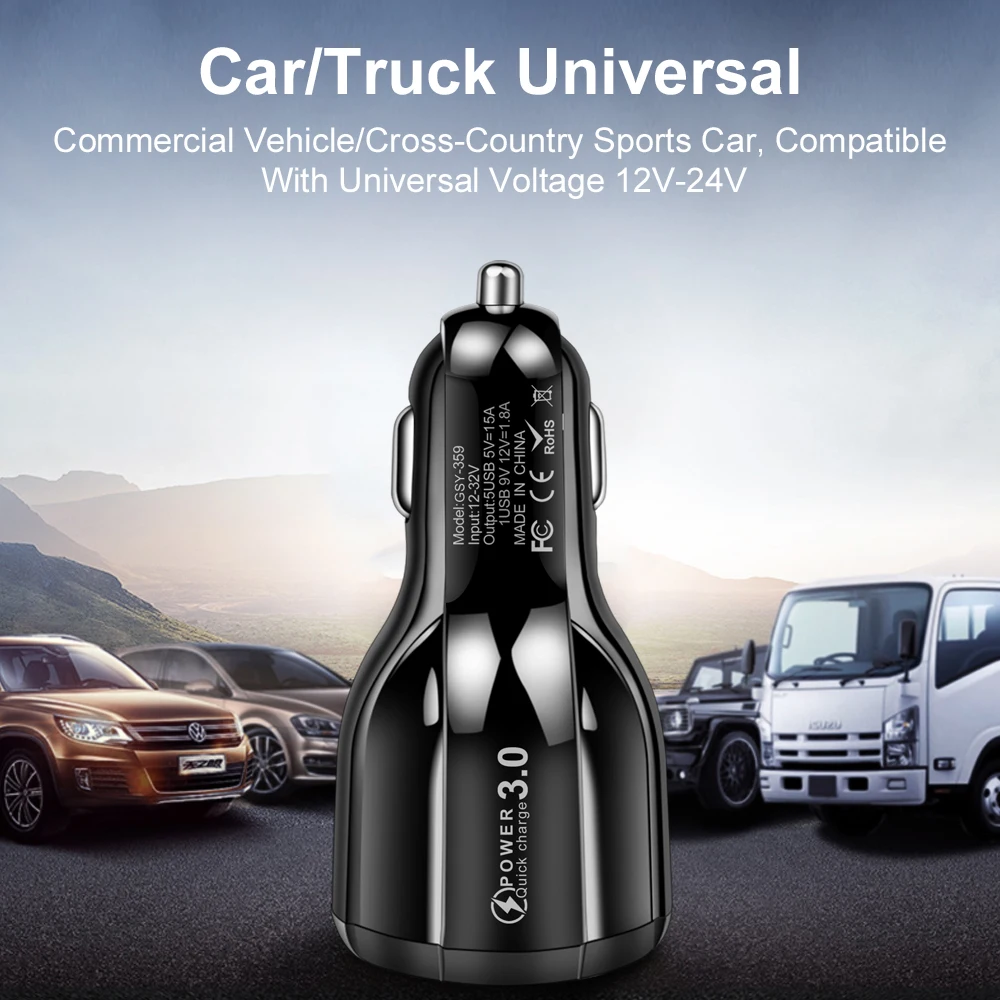 

Car USB Charger 3A 5port Quick Charge 3.0 4.0 Universal Fast Charging For iphone 11 Pro Samsung a31 Xiaomi Car Cigarette Adapter