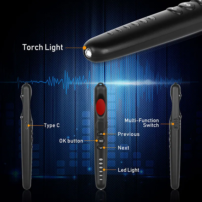 mini anti spy cam rf signal detector pen led wifi hidden camera scanner gps gsm radio phone tracker audio bug gargets finder free global shipping