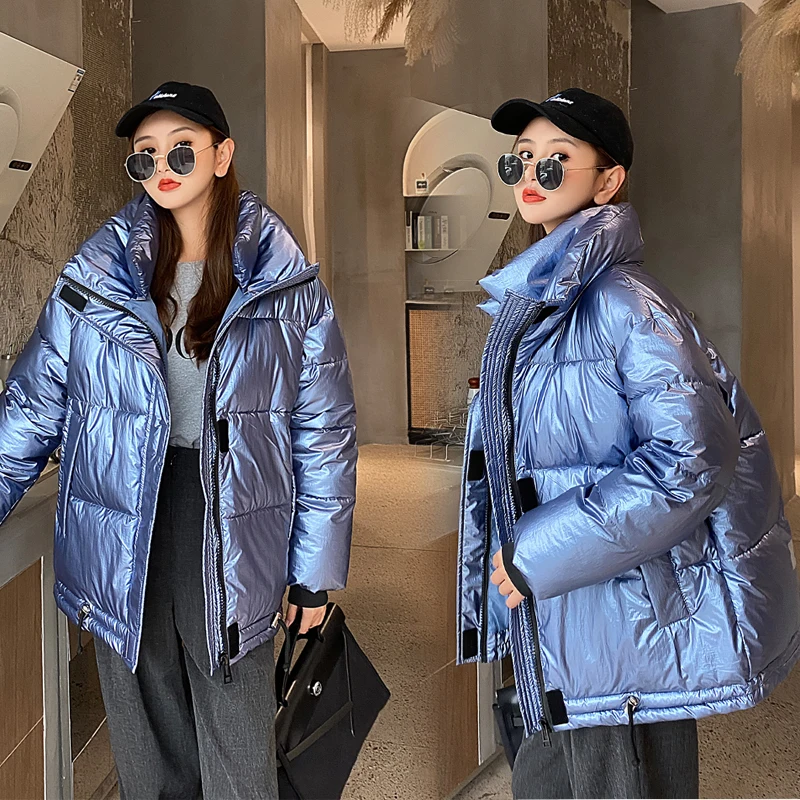 

Winter Women Jacket Cotton Bread Padded Fashion Warm Thicken Ladies Coat Korea Casual Glossy Coats Parka Womens Jackets