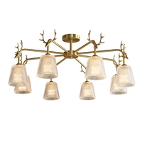 antlers all copper chandelier american vintage luxury home living room bedroom glass e14 ceiling hanging lights free shipping