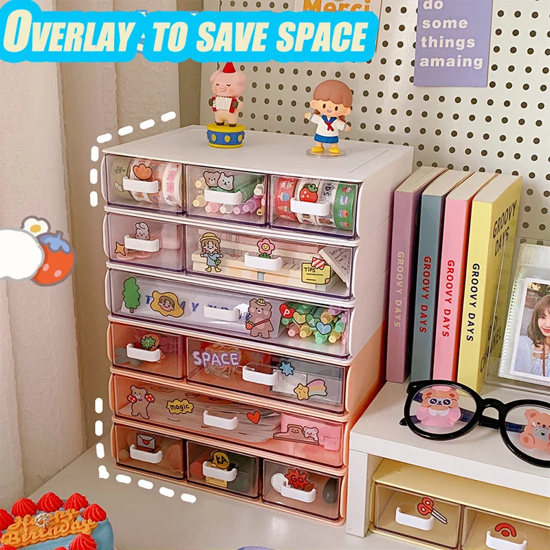 

Desktop Storage Box Acrylic Drawer Organizer Dustproof Rack Students Office Desk Stationery Sorting Box Multifunction Organizer