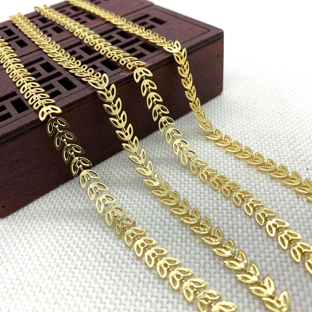 

Handmade Chain Jewelry Leaf Shape Copper Chain DIY Jewelry Making Necklace Bracelet Anklet Material Accessories Wholesale 1m