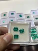 pirmiana lab created columbia emerald customized 6x8mm and 10x12mm emerald cut total 2pcs loose stone for jewelry making