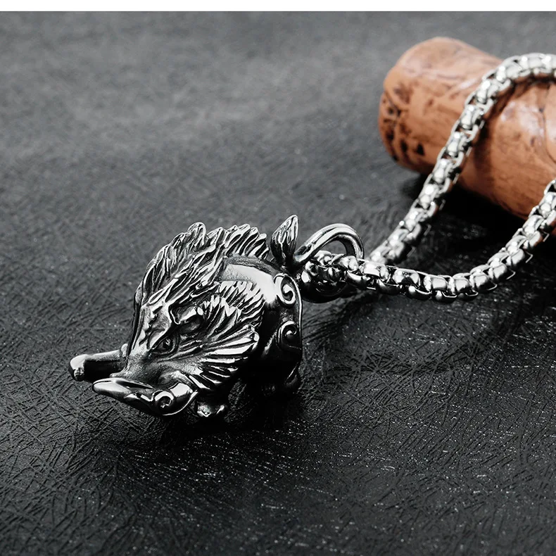 Винтажное ожерелье с кулоном викинга дикий кабан в байкерском стиле Вечерние