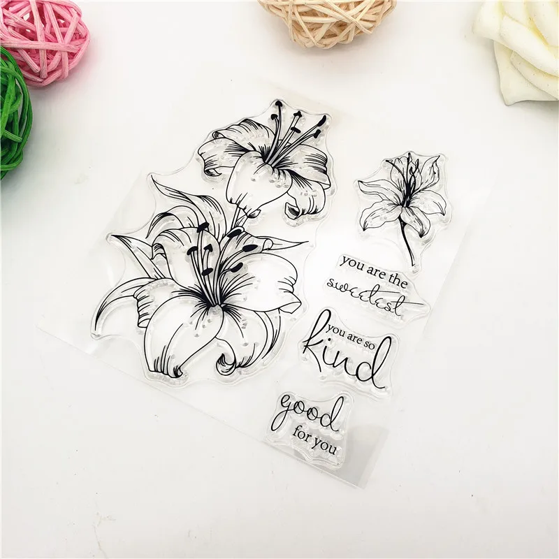 10x10cm Lily Flower Clear Stamps Transparent Seal Silicone TPR Christmas Wedding Roller DIY Scrapbook Album Card | Дом и сад