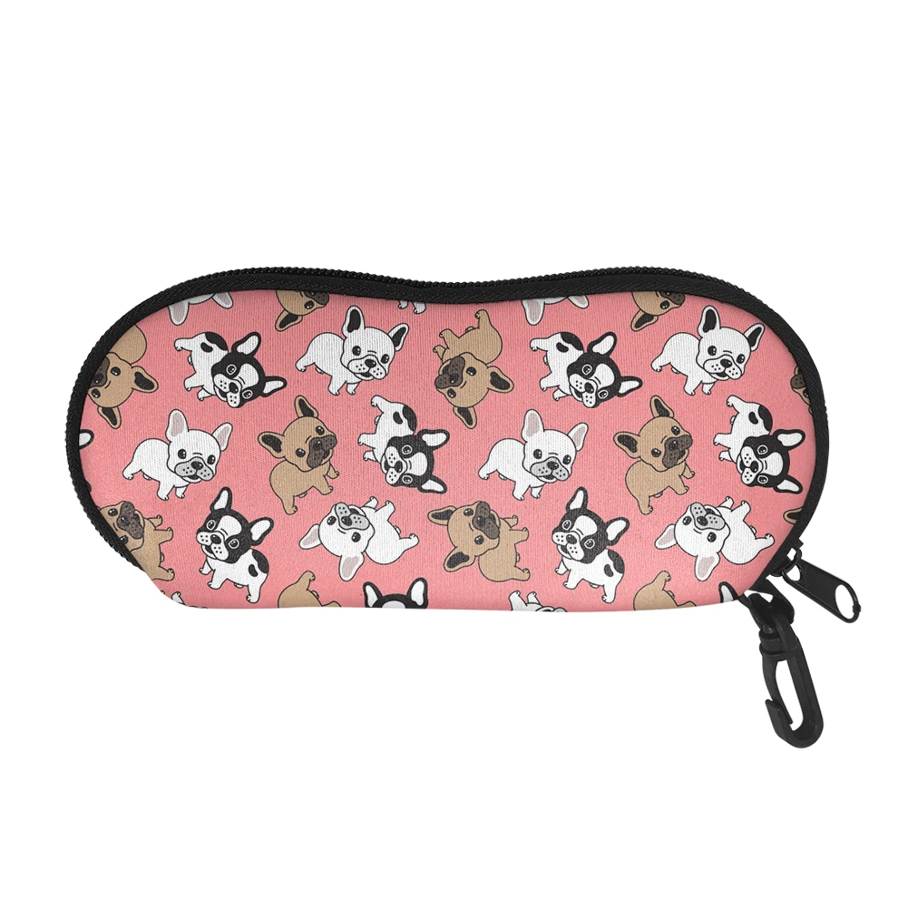 

Cute Animal Print Eye Glasses Case Portable Eyewear Protector Pouch French Bulldog Reading Glasses Sunglasses Box with Lanyard