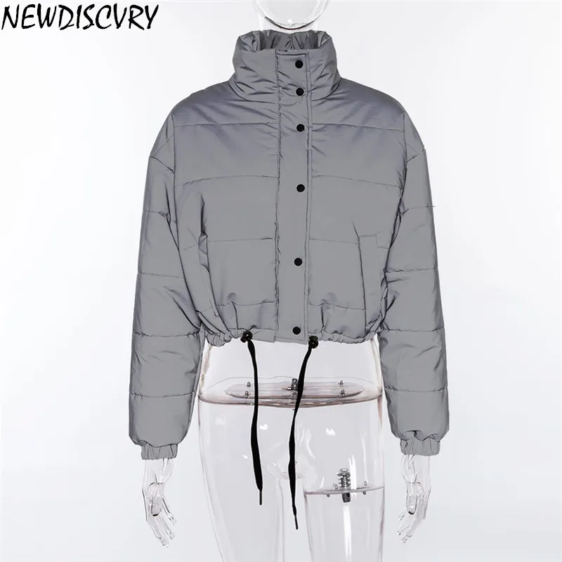 NEWDISCVRY 2019 зимнее модное светоотражающее короткое теплое Женское пальто куртки