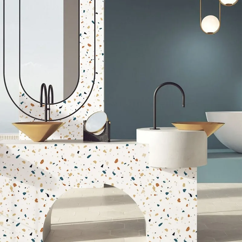 terrazzo pvc waterproof self adhesive wallpaper for living room kids bedroom decor wall sticker kitchen cabinet contact paper free global shipping
