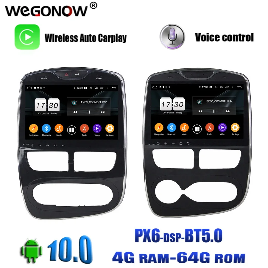 DSP Android 10 0 для Renault Clio 2013 2017 4 Гб ОЗУ 8 ядер 64 ПЗУ автомобильный DVD плеер GPS Glonass карта