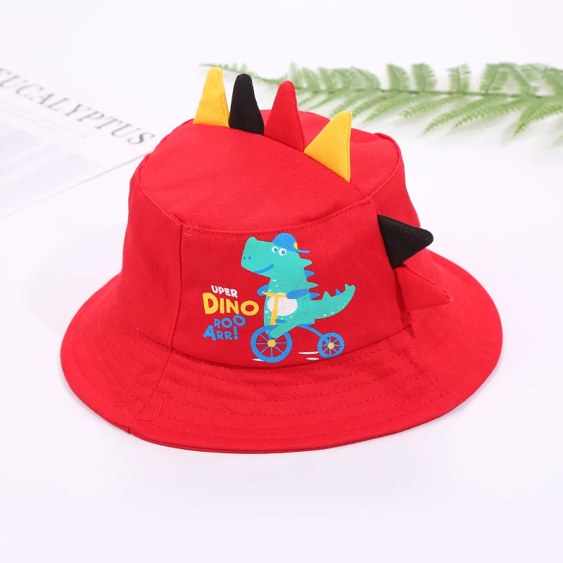 Панама для мальчиков и девочек детская шапка с мультяшным динозавром летняя