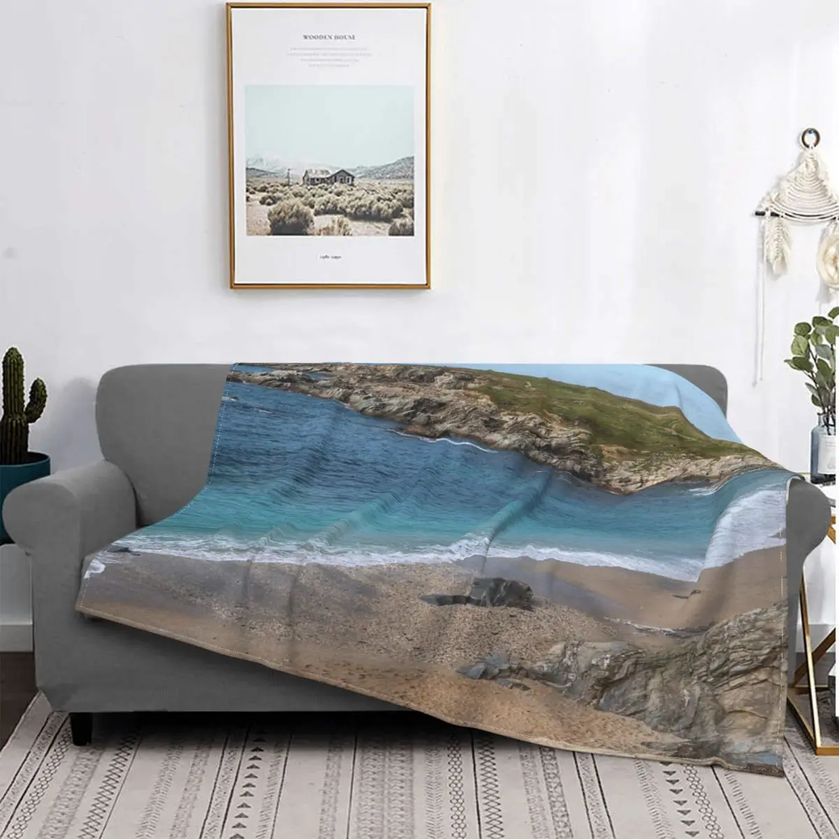 

Little Fistral-Manta de playa y Towan, cubrecama a cuadros, fundas de cama de muselina, manta de verano, manta para picknics