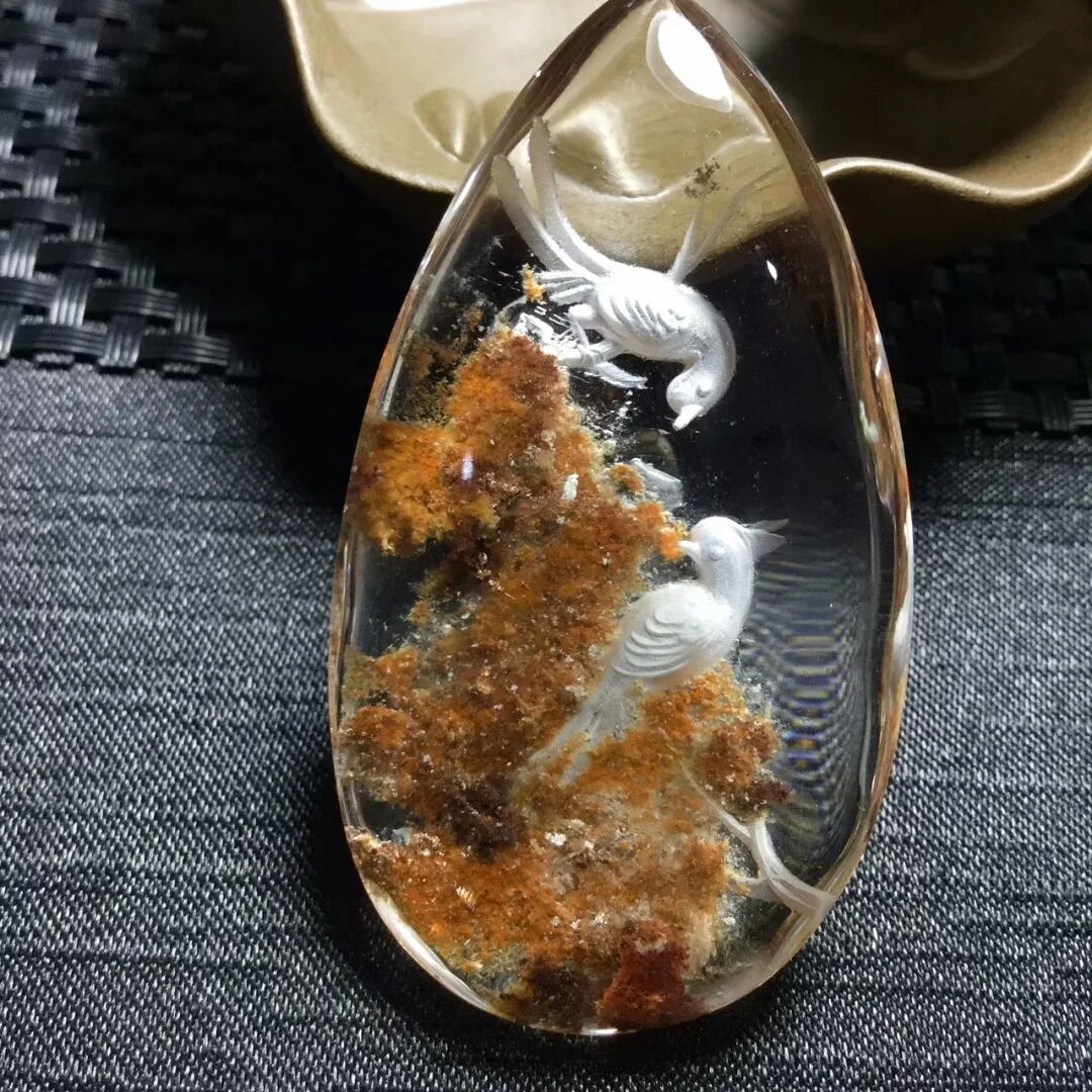 Ожерелье с подвеской ручной работы натуральным кристаллом и зеленым призраком