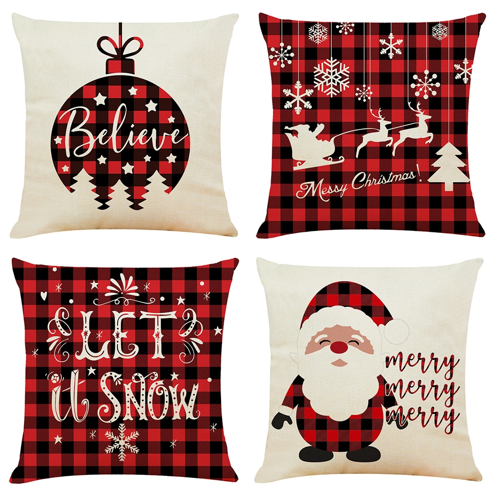 

Christmas Decoration Cushion Cover Navidad Throw Pillow Case funda cojin Deer Home Sofa Couch Chair Back Seat Cover 45x45cm