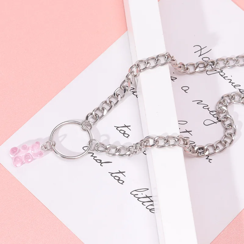 

Gummy Bear Pendant Choker Necklaces For Women Girls Lovely Cute Colorful Resin Animal Pendant Necklace Party Fashion Jewelry