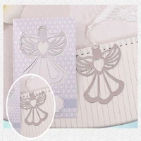 20pcslotfree shipping metal angel bookmark with a lovely white tassel baby christening souvenir wedding favors