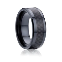 black tungsten carbon fiber ring men tungsten carbide ring jewelry women 8mm