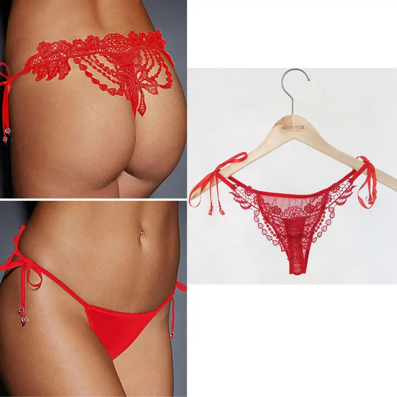 

Sexy Women Lace Panties Brief Bikini Knickers Lingerie Thongs G-string Underwear Women's Sexy Lace Bow-Knots Lingerie Underwear