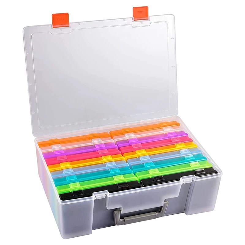 Photo Storage Box 18 Independent Organizing Boxes Picture Savers for Crafts, Scrapbook Cards and -Can Hold 1,800 Pieces
