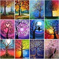 diy colorful tree oil painting 5d diamond painting full round resin mosaic diamante embroidery cross stitch kits wall decor