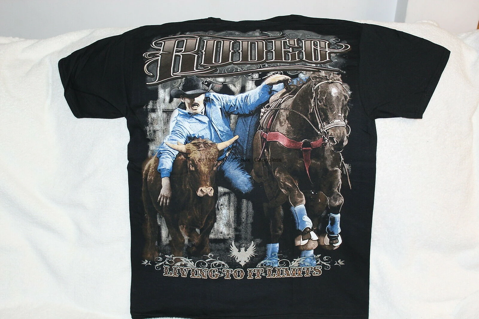 Футболка RODEO COWBOY HORSE STEER борьбы бульдозеры живая до IT LIMITS|Мужские футболки| |